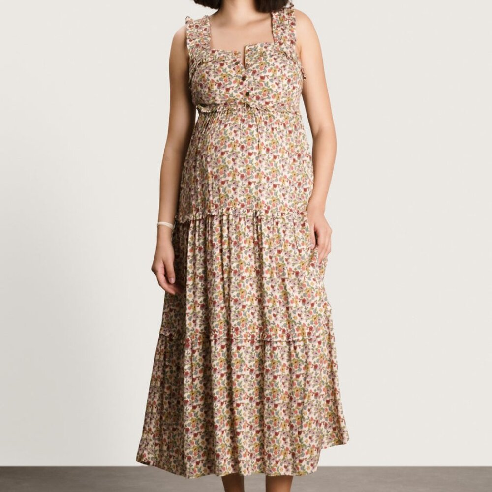 Floral Tiered Maxi Dress - Pink/Cream